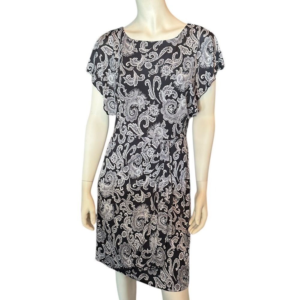 White House Black Market Paisley Dress Black Size 8 EUC